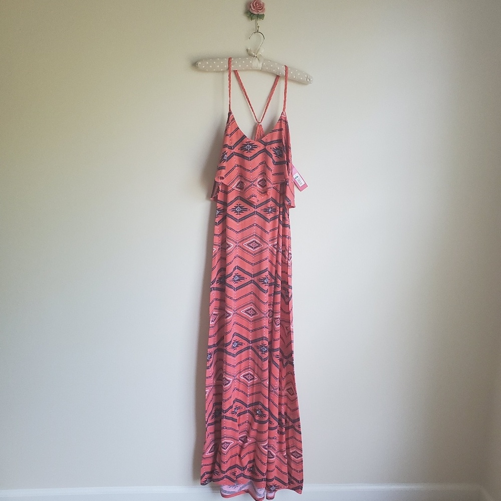 Pink tribal pattern maxi dress